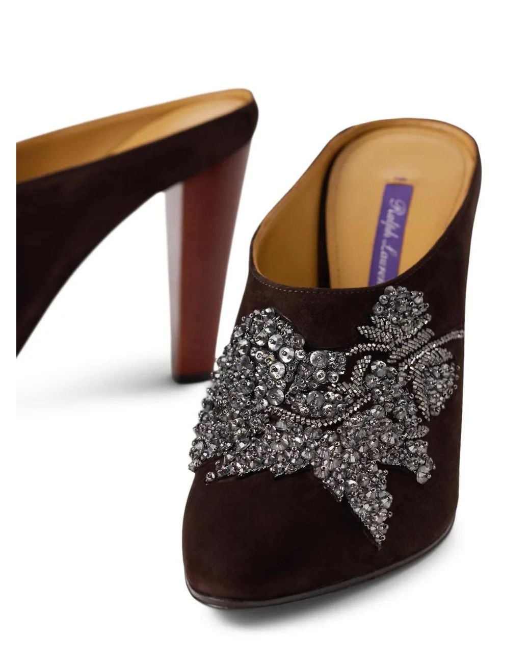 Ralph Lauren Brown Mules Ashtyn À Talon