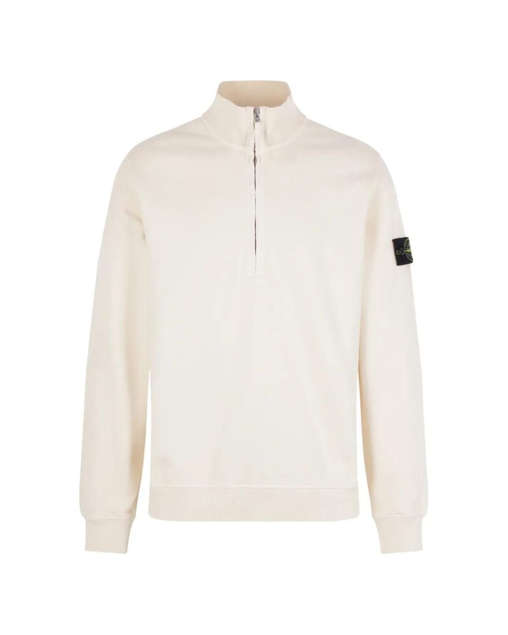 Stone Island White 6100068 Brushed Organic Cotton Fleece Sweatshirt for men