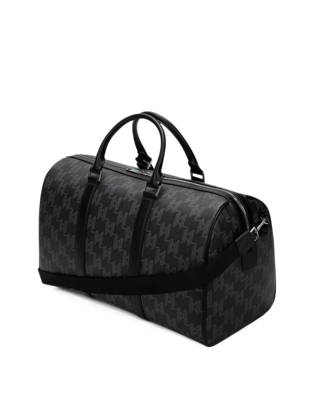 Karl Lagerfeld Black Monogram-Canvas Weekender Bag for men