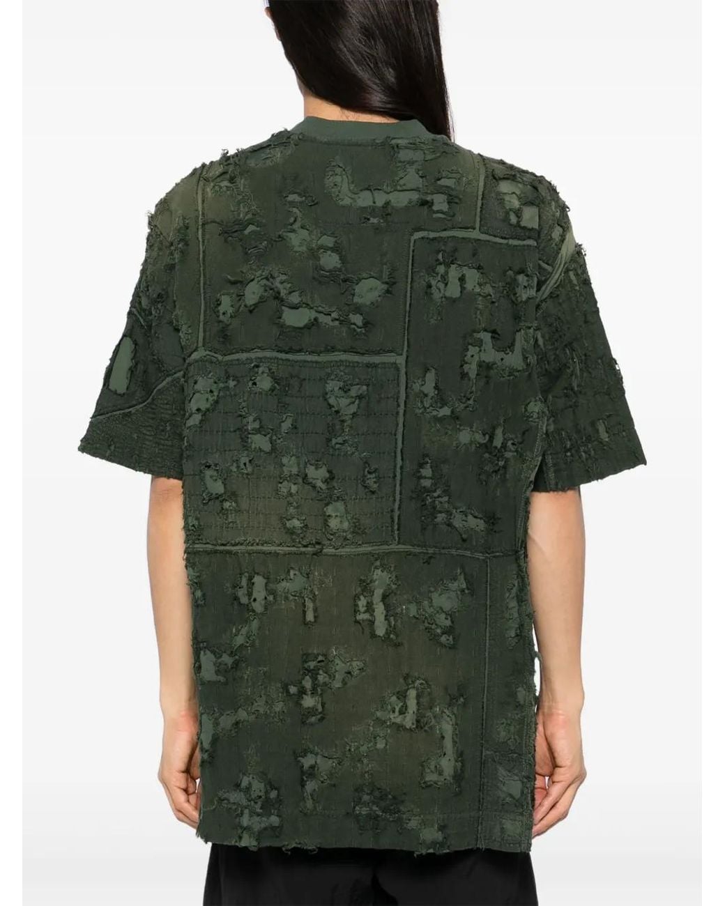 Givenchy Green Frayed-Effect T-Shirt for men