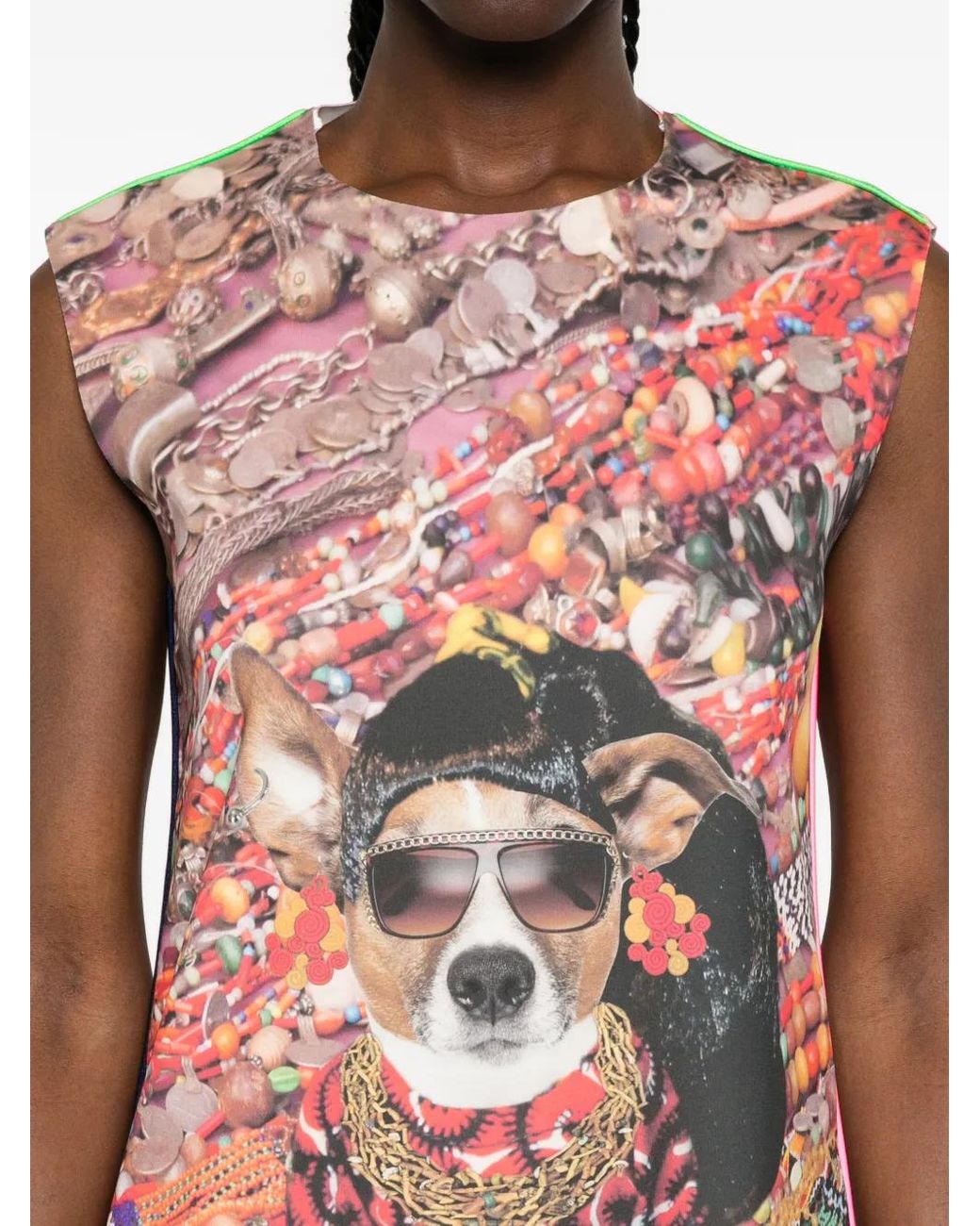 The Artistylist White Graphic-Print Sleeveless Dress