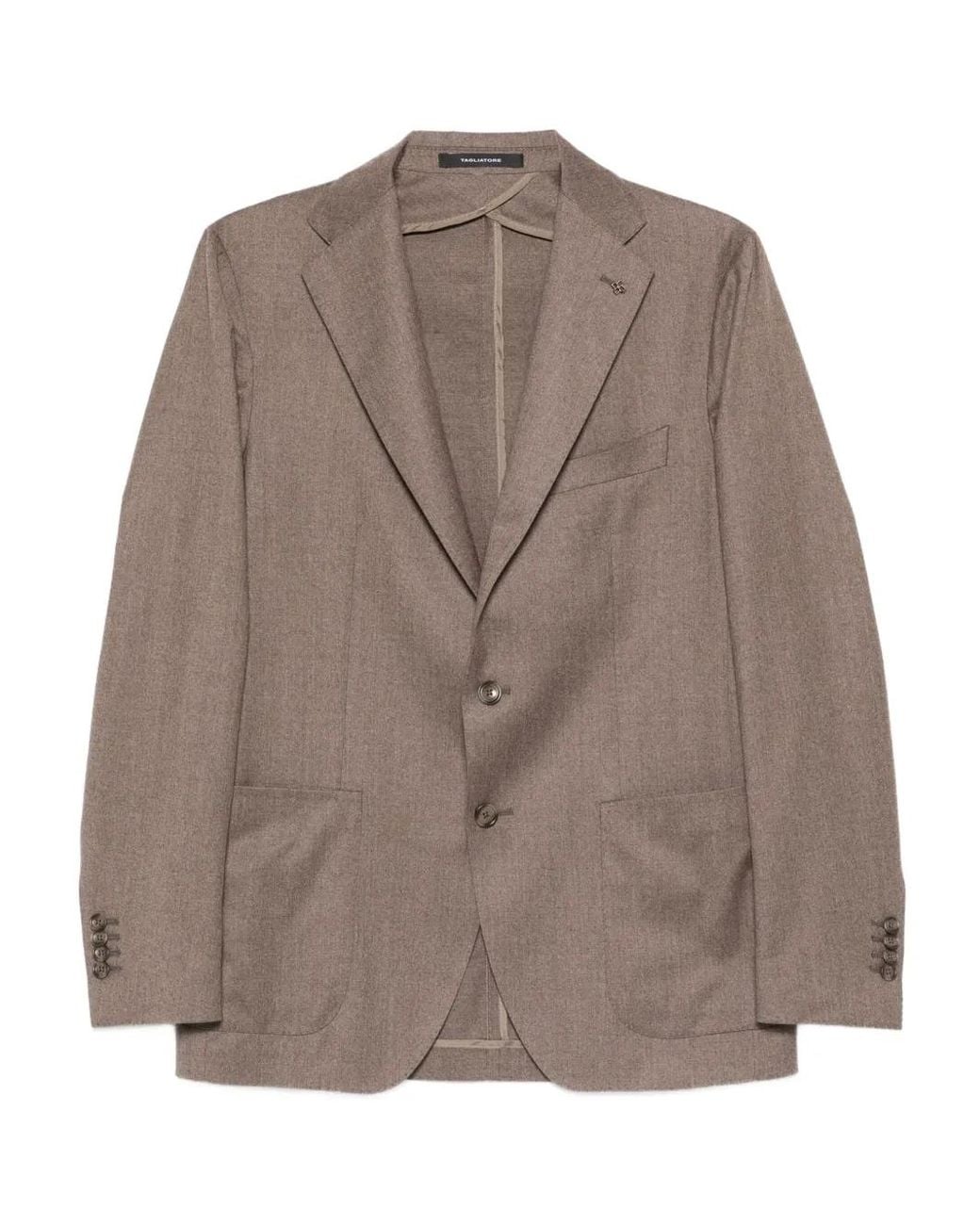 Tagliatore Brown Two-Button Patch-Pocket Jacket for men