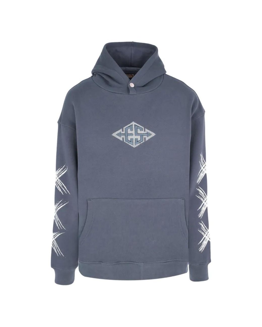 Exit Society Blue Xxx Logo-Detail Graphic-Print Hoodie for men
