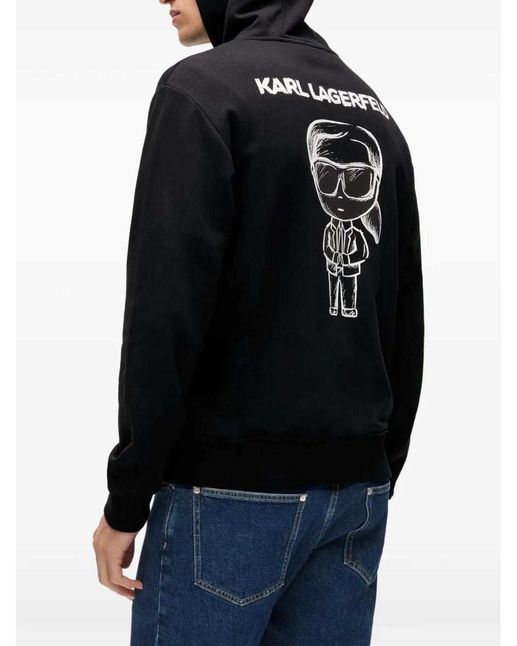 Karl Lagerfeld Black Ikon Sketch Hoodie for men