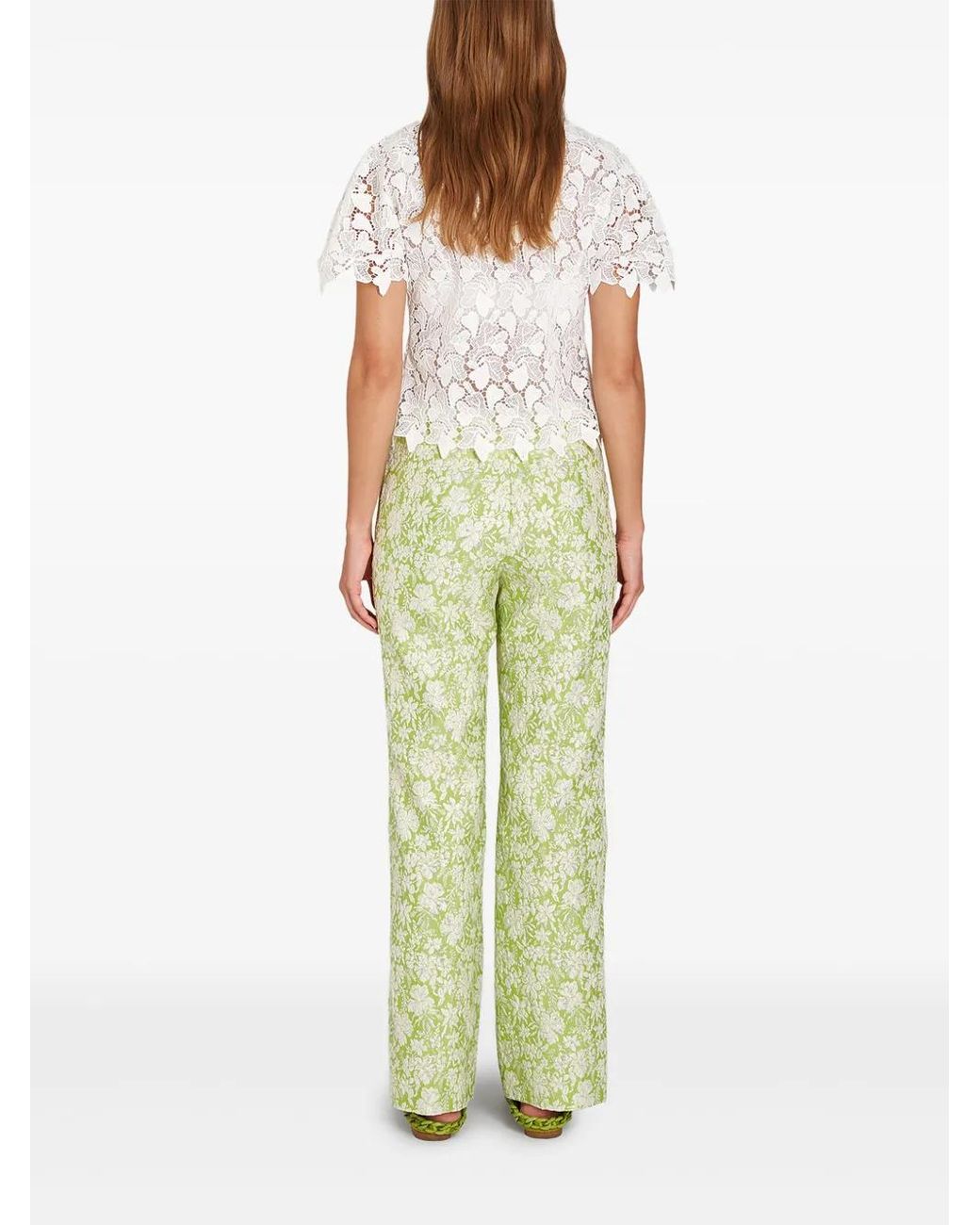 Giambattista Valli Green Tender Spring Cloque Trousers