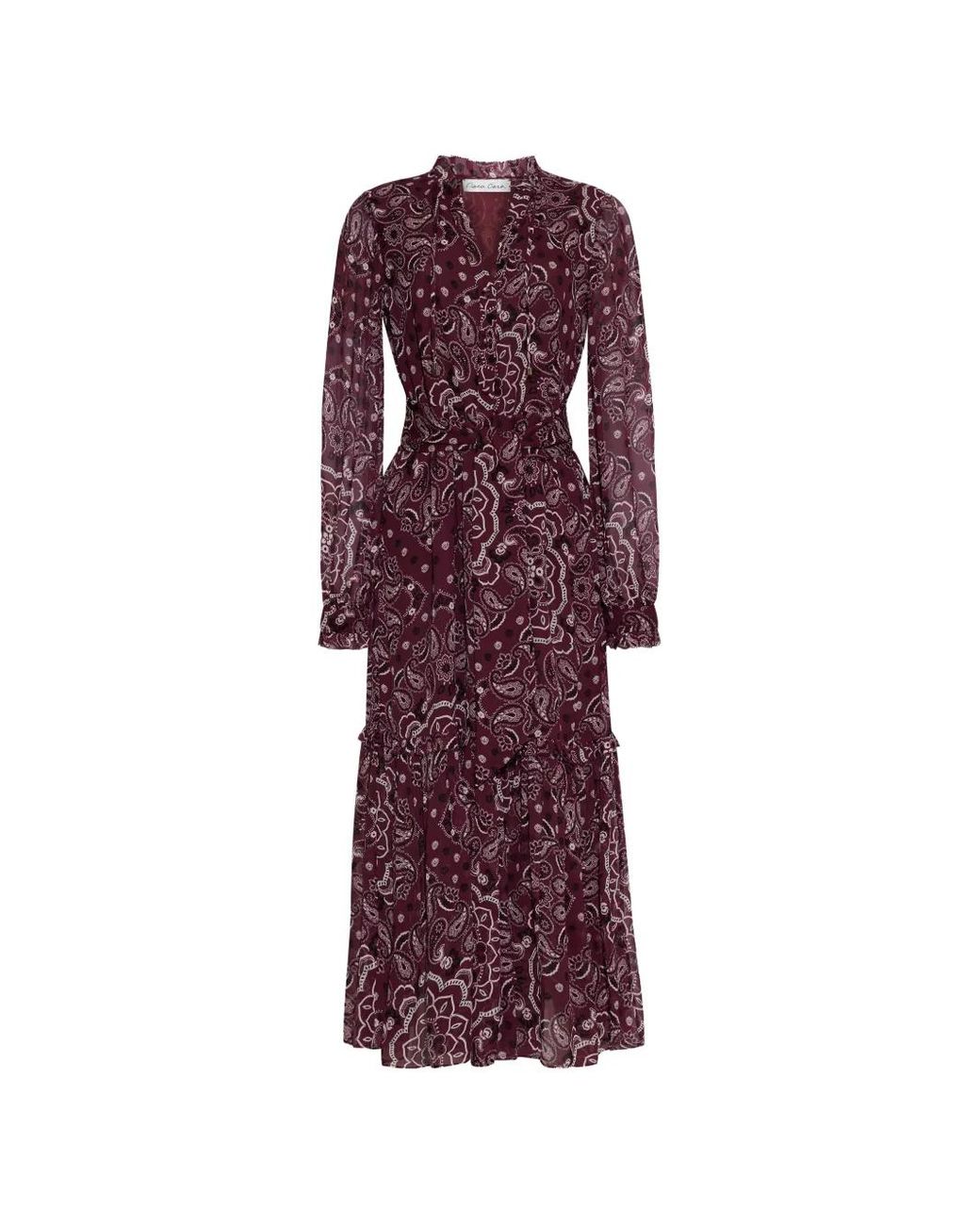 Cara Cara Purple Verity Paisley-Print Ruffled Dress