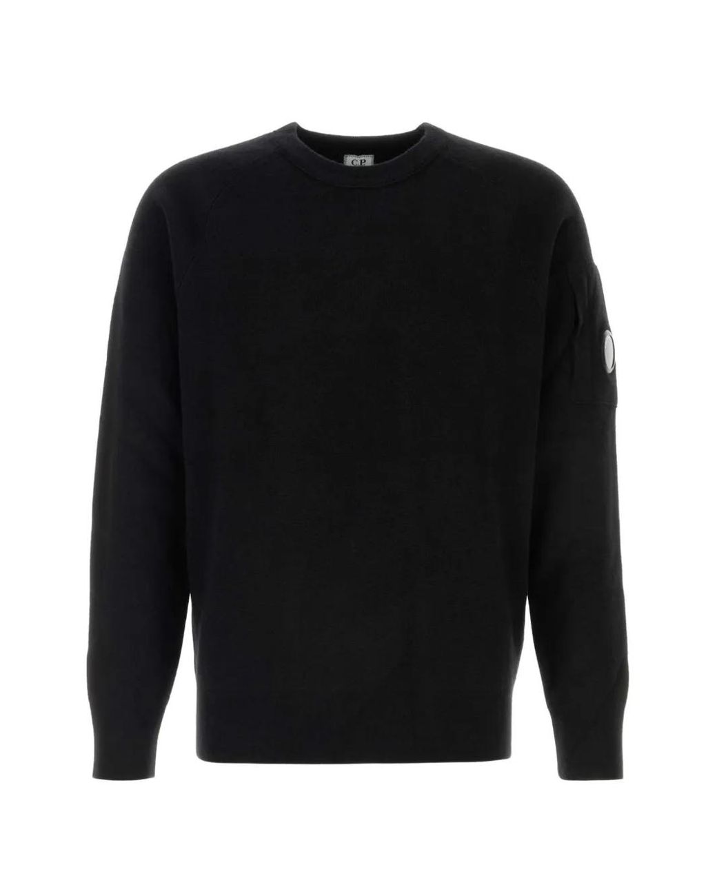 C P Company Black Lens-Detail Raglan-Sleeve Sweater for men