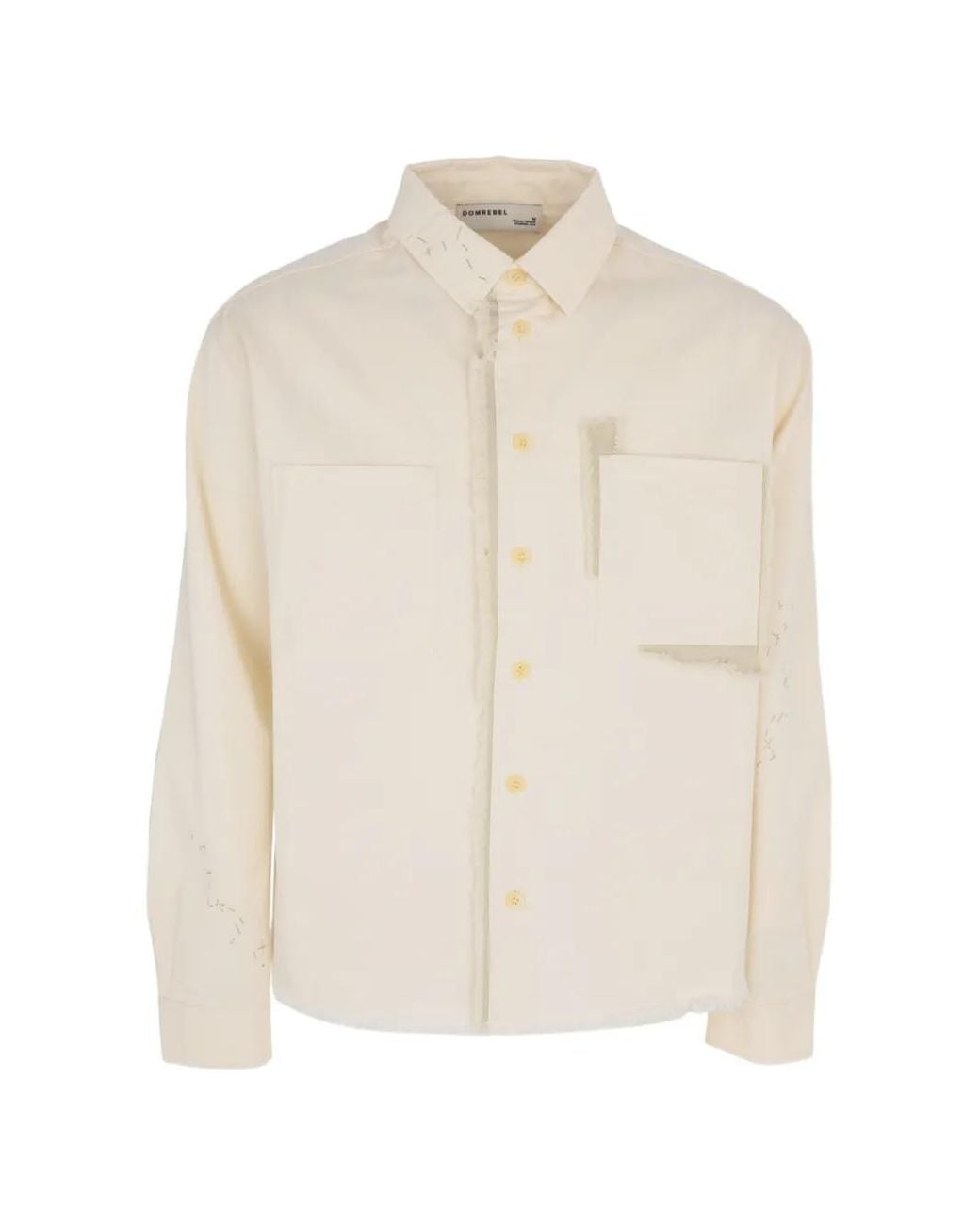 DOMREBEL White Sleazer Cropped Frayed Overshirt for men