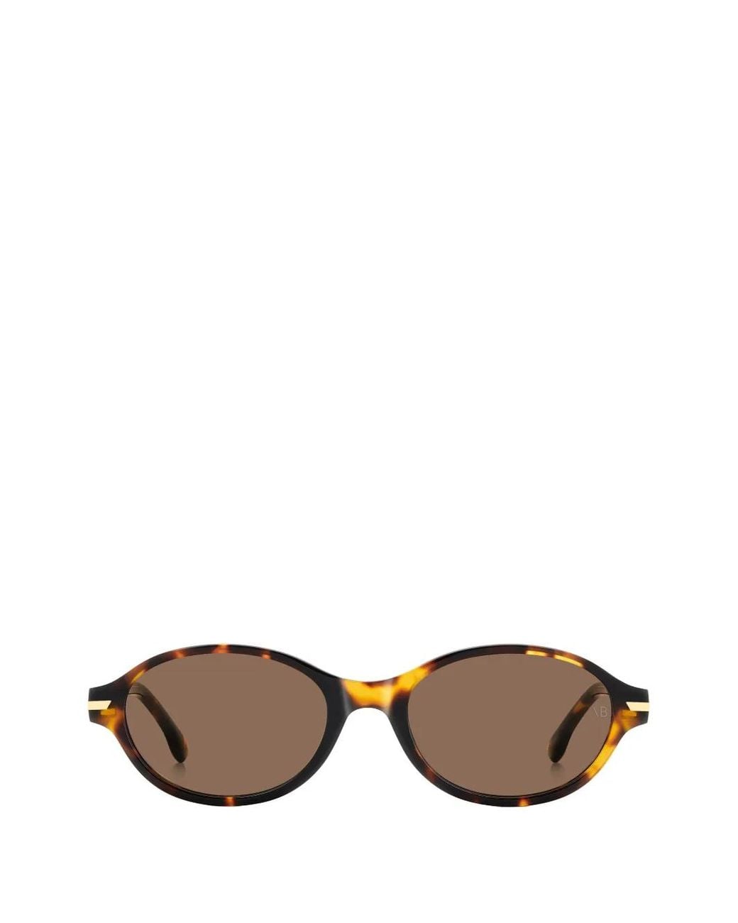 Victoria Beckham Brown Tortoiseshell-Effect Oval-Frame Sunglasses
