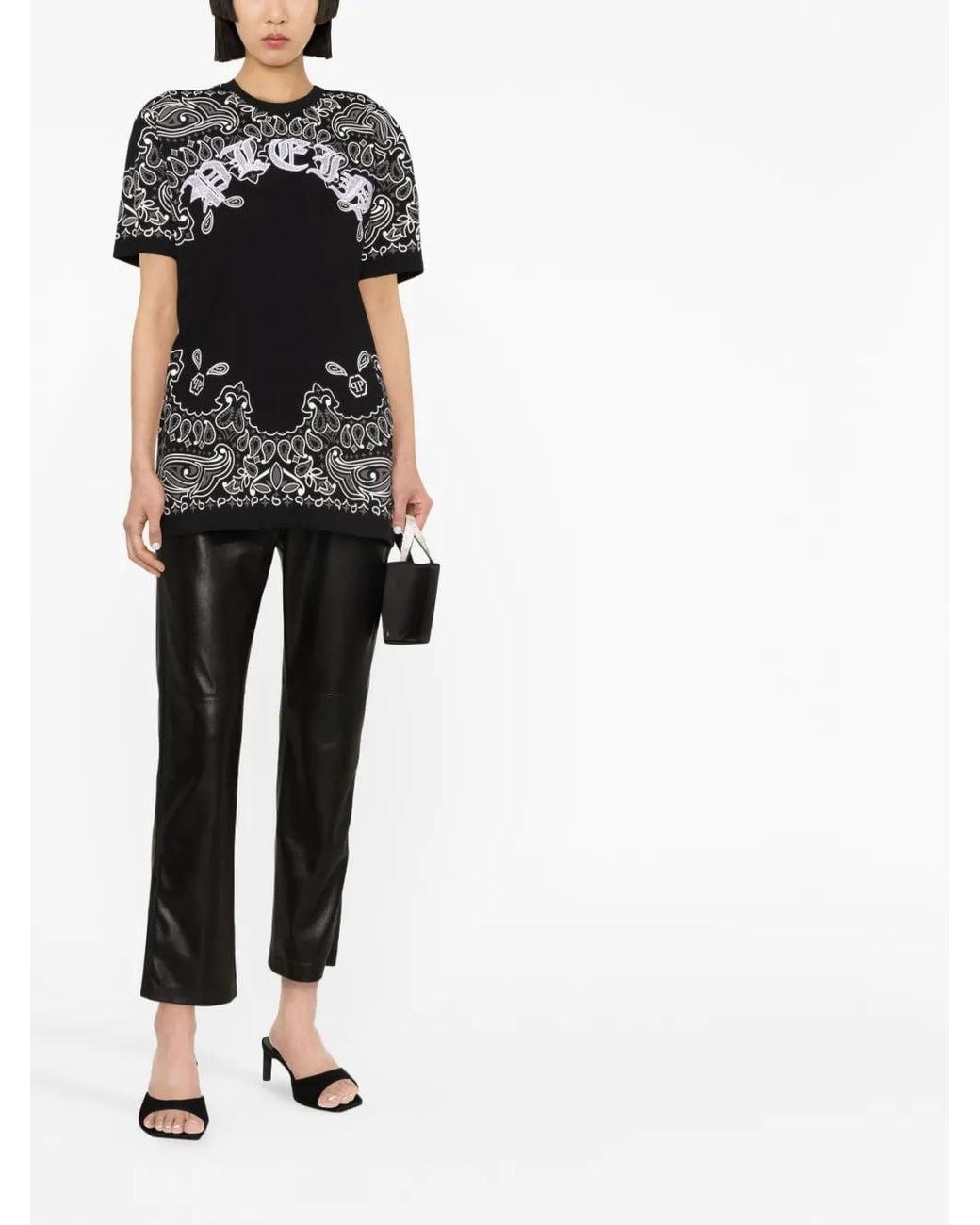 Philipp Plein Black Paisley-Print Short -Sleeve T-Shirt