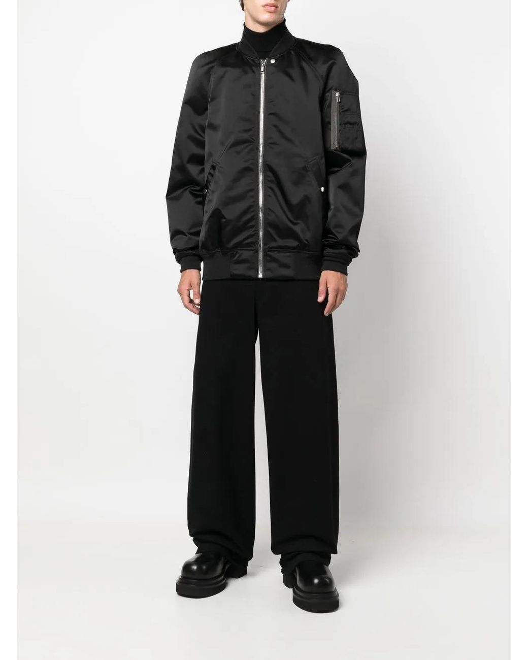 Rick Owens Black Zip-Up Bomber Jacket for men