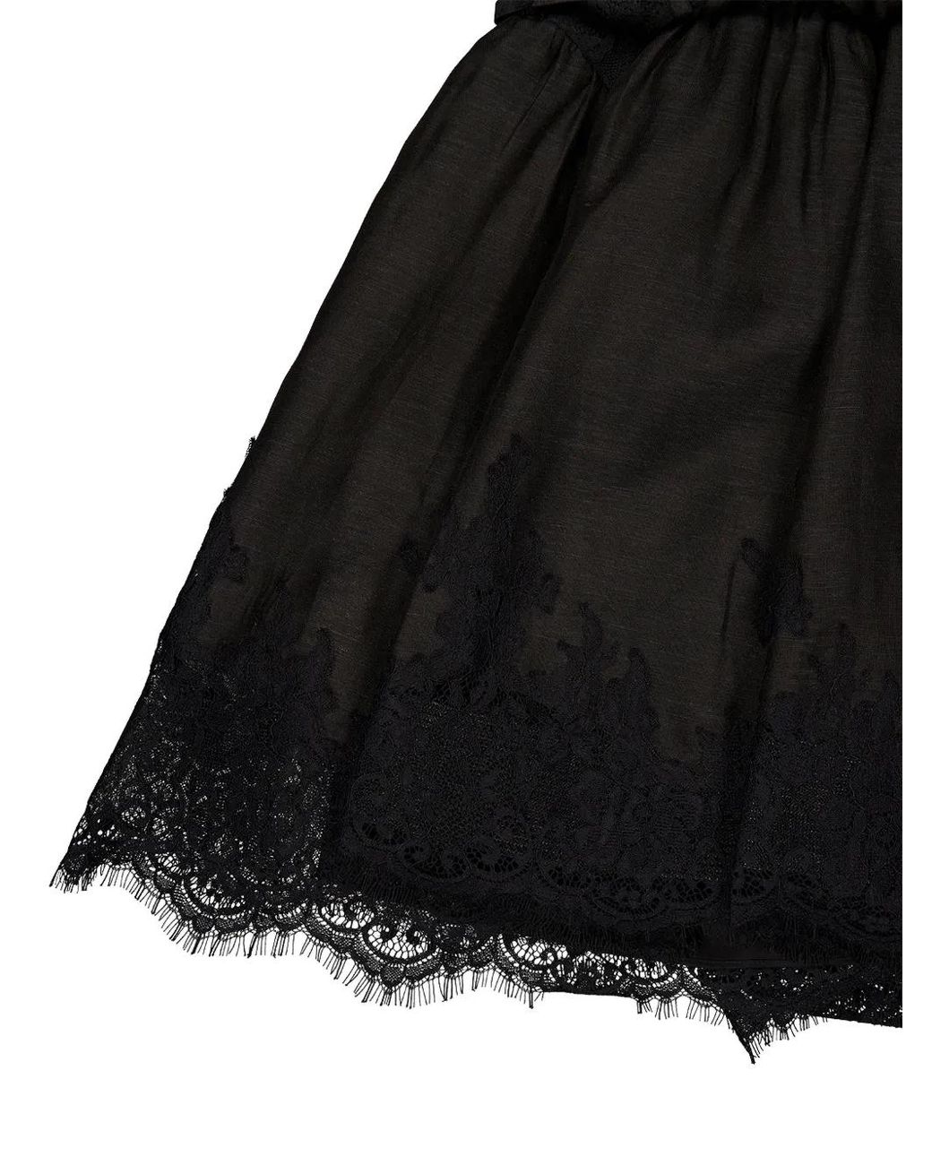 Zimmermann Black Valiant Lace Trim Mini Dress