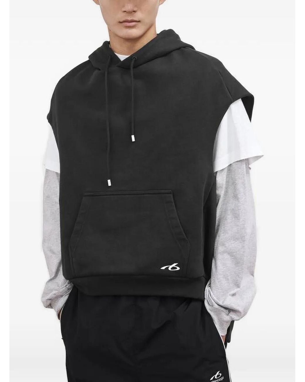 Balenciaga Black Bodies Sleeveless Regular Fit Hoodie for men