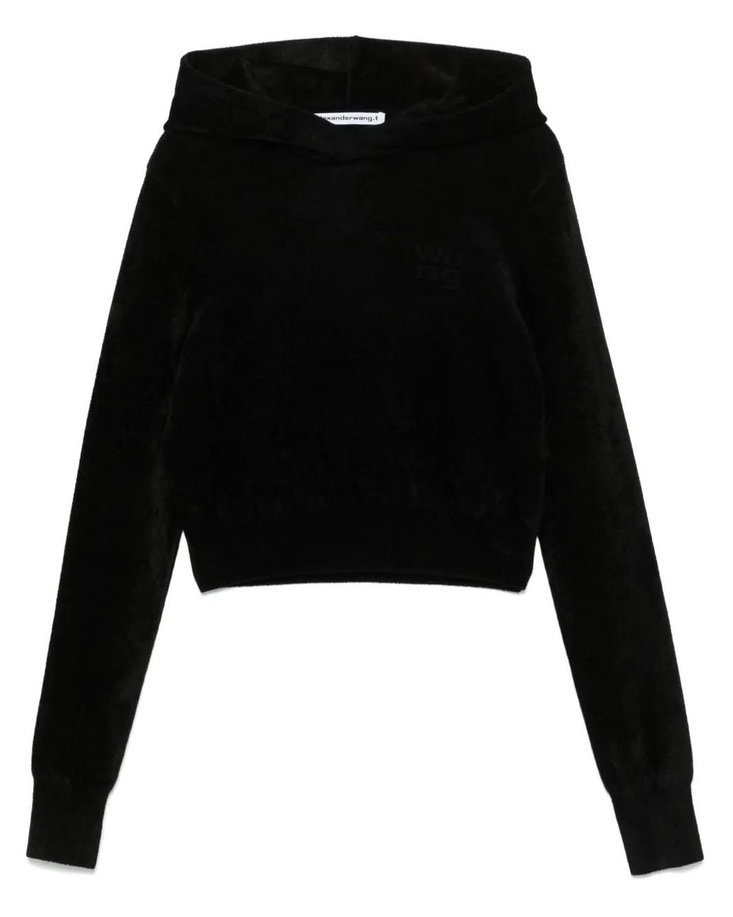 Alexander Wang Black Cropped Hoodie