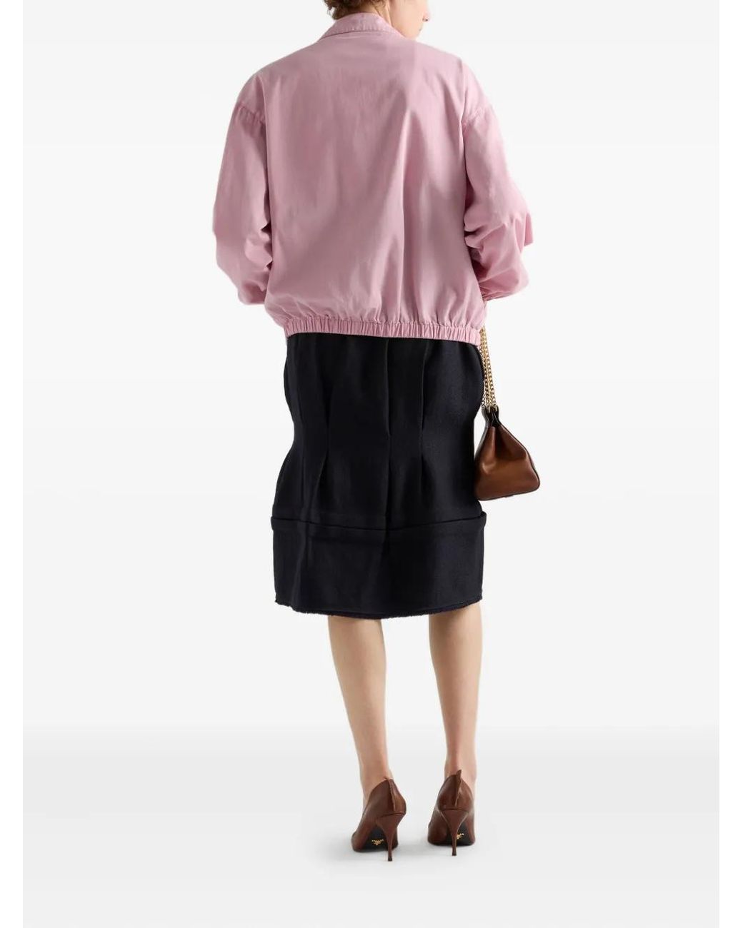 Prada Black Chevron-Pattern Wool Midi Skirt