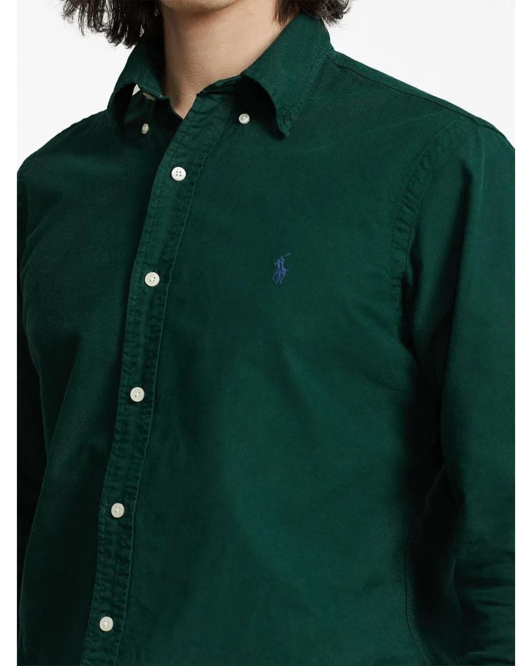 Polo Ralph Lauren Green Polo Pony Button-Up Cotton Shirt for men