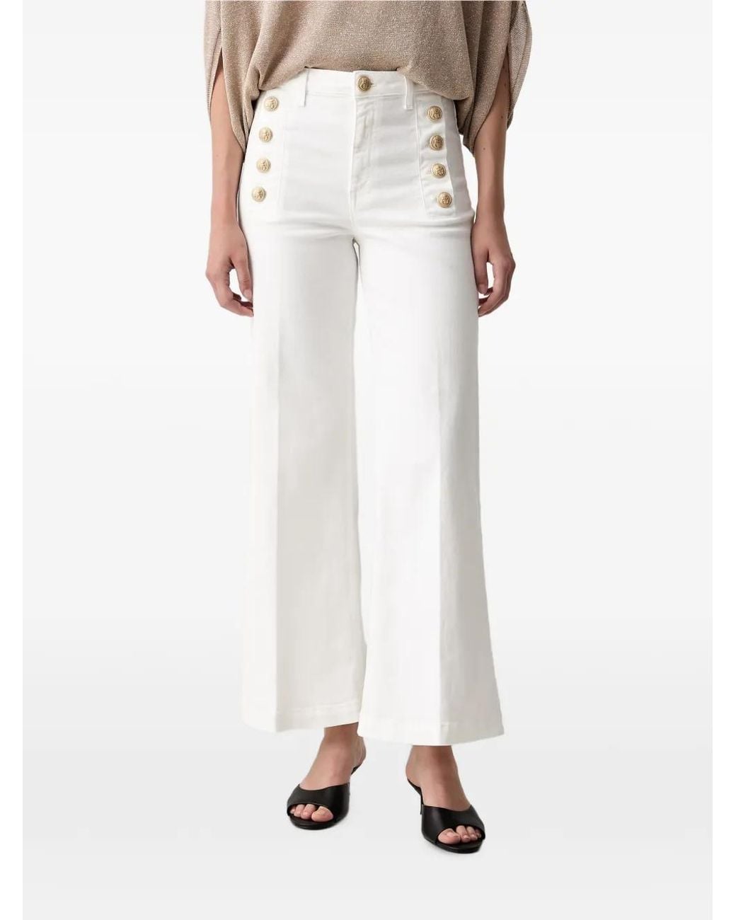 ViCOLO White Cristina Wide-Leg Jeans