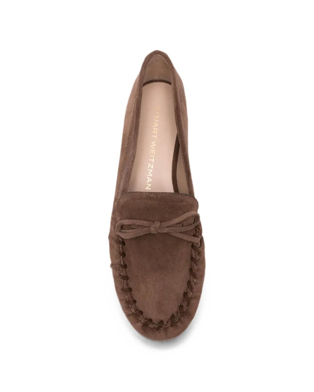 Stuart Weitzman Brown Bow-Detail Suede Loafers