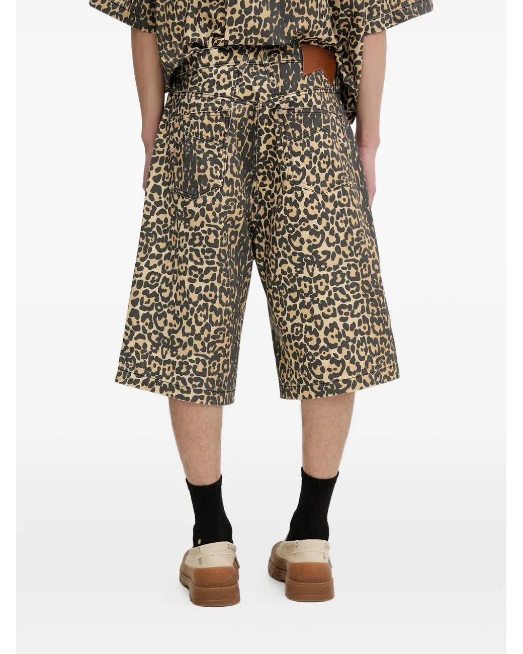 Rhude Natural Leopard-Print Shorts for men