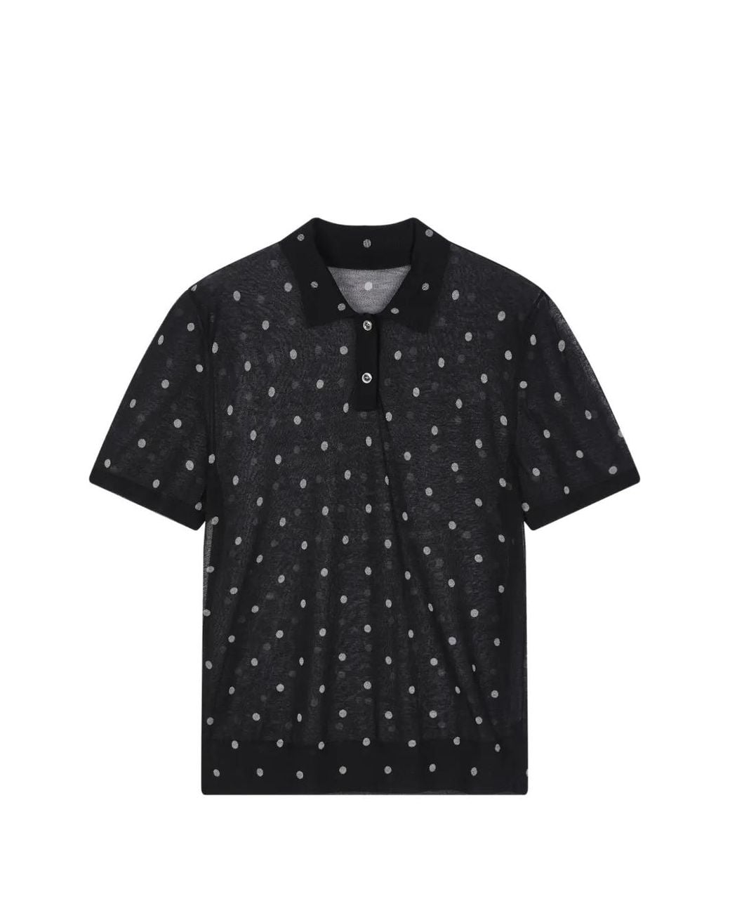JNBY Black Polka Dot Polo Top