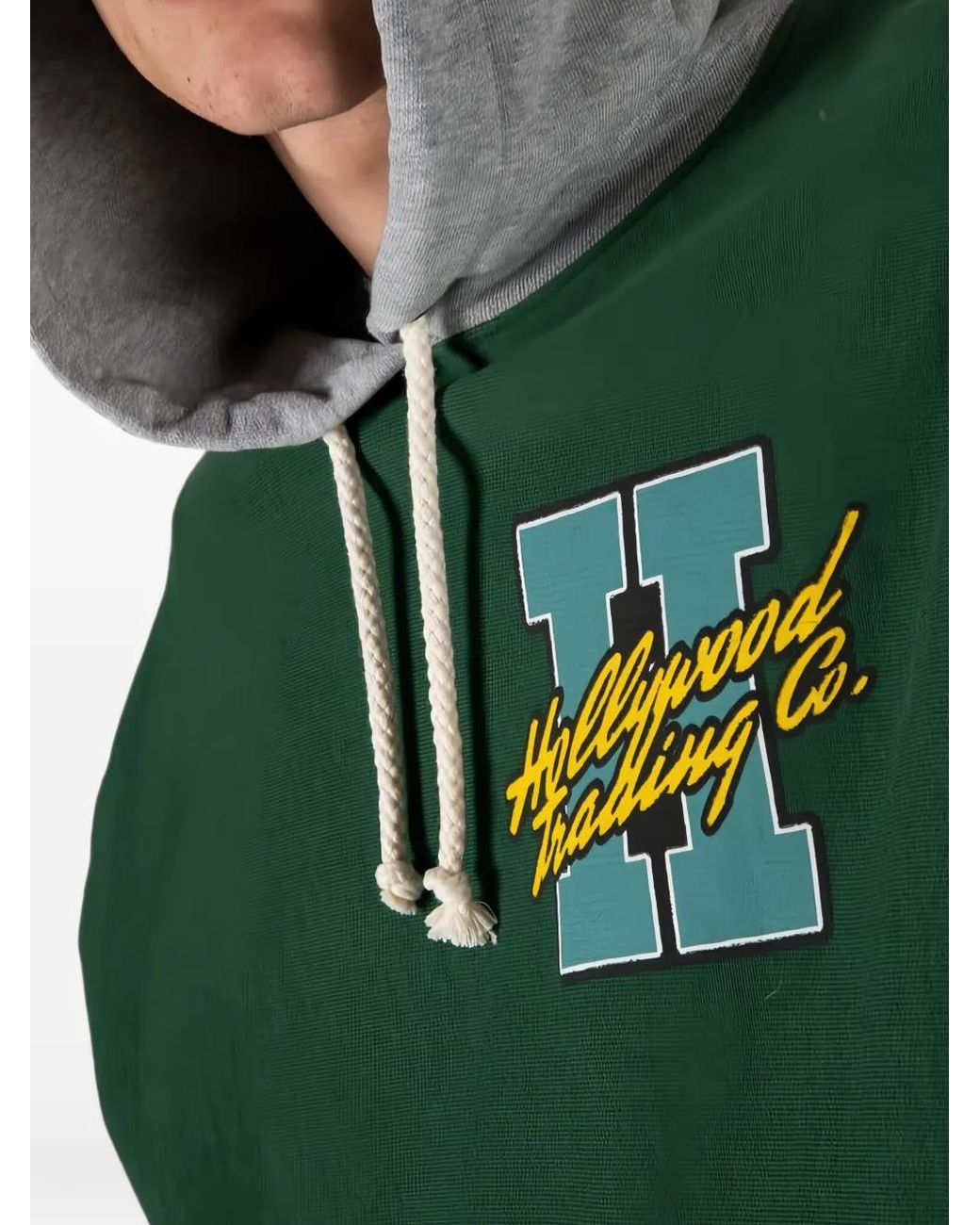 HTC Green My Hood Logo-Patch Drawstring Hoodie for men