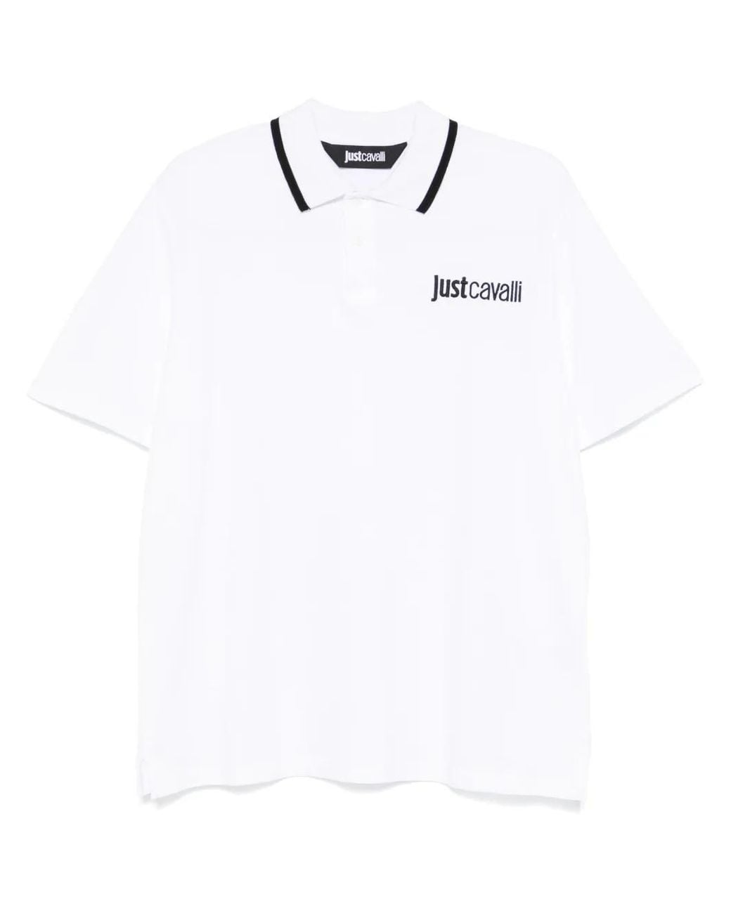 Just Cavalli White Piqué Cotton Logo Polo Shirt for men