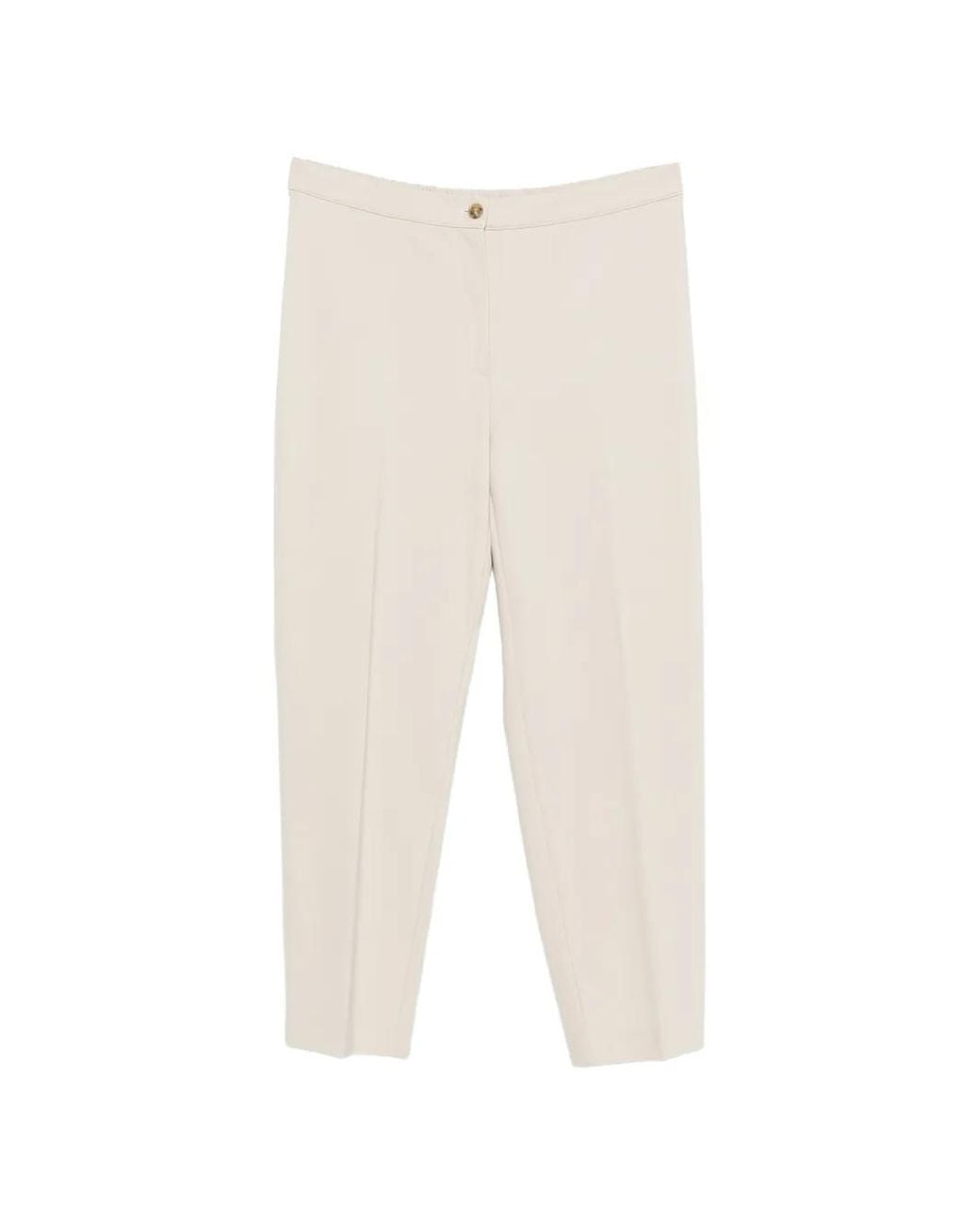 Marina Rinaldi White Button-Fastening Straight-Leg Trousers