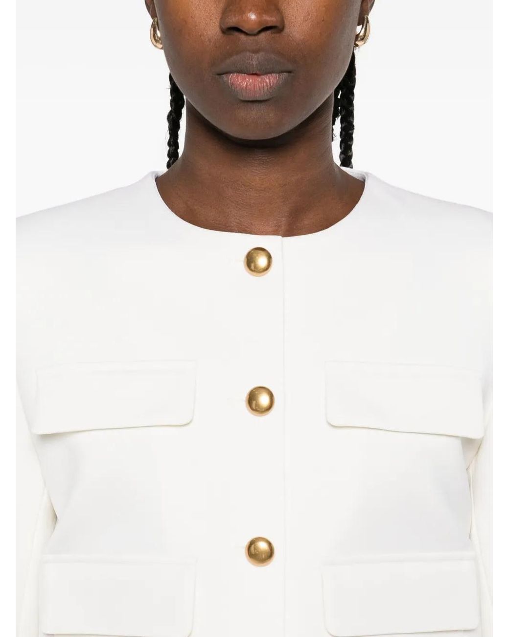 P.A.R.O.S.H. White Buttoned Flap-Pockets Jacket