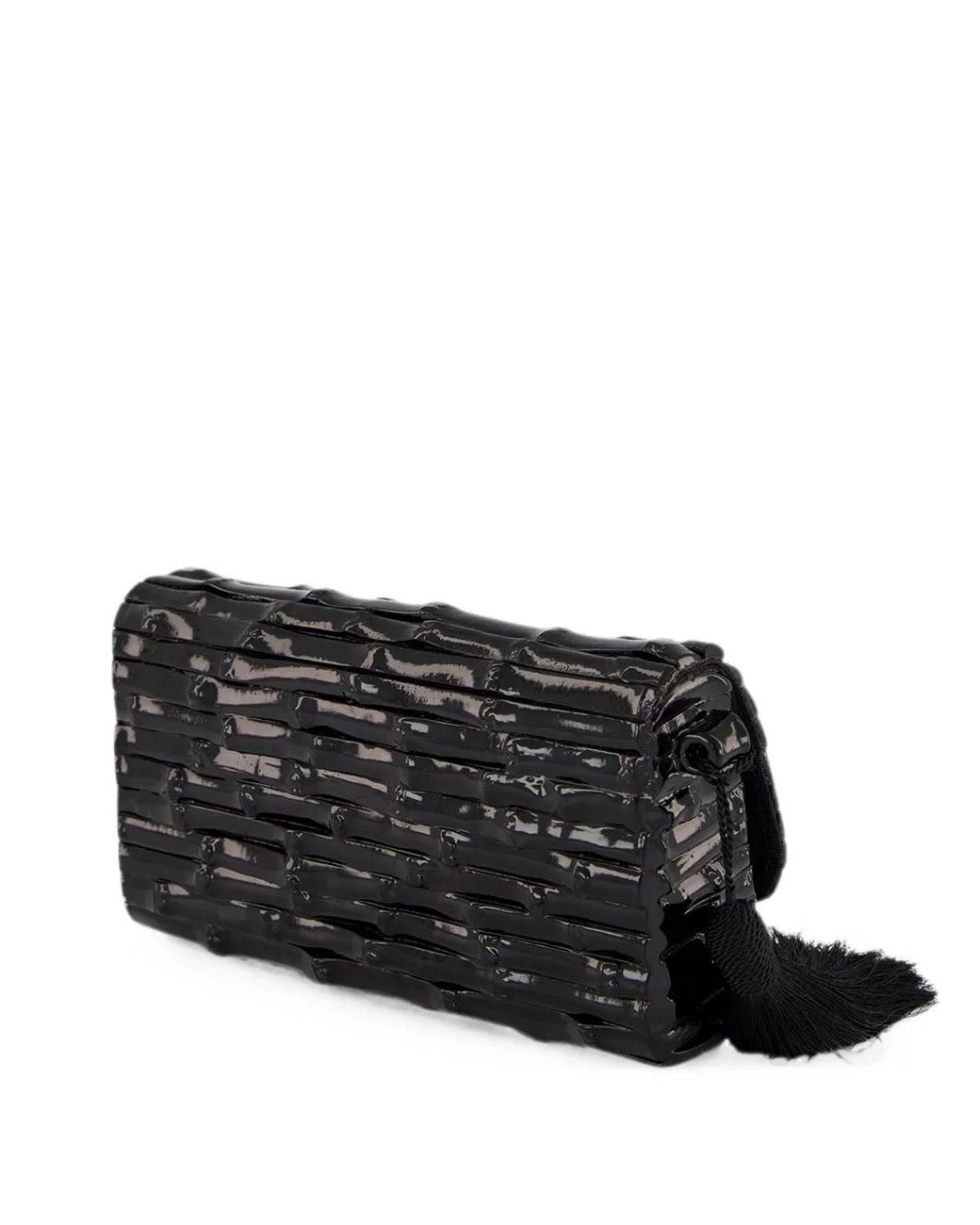Glorinha Paranagua Black Gaya Lacquered Bamboo Clutch Bag