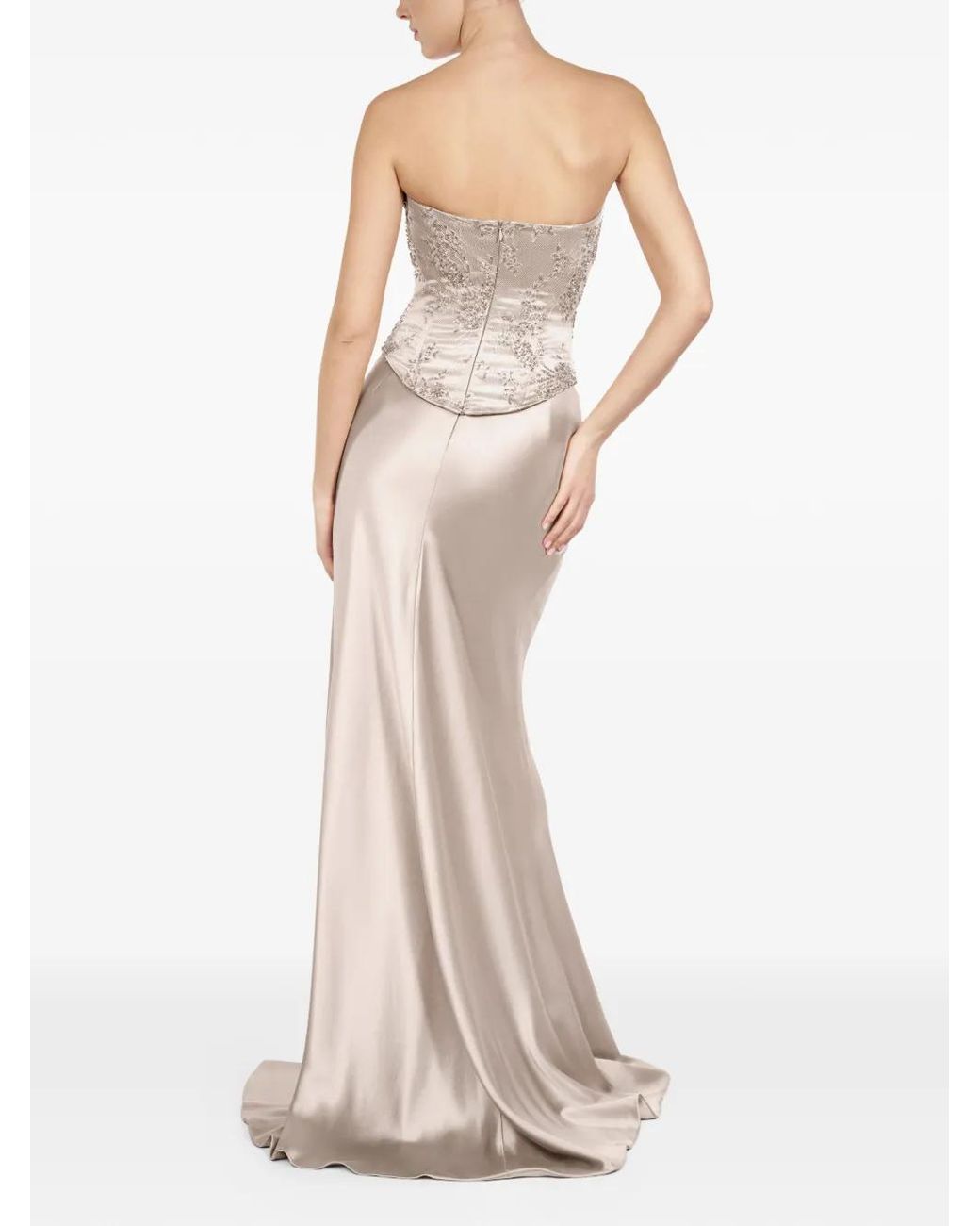 ALEXIA & ANTONIA Natural Draped Side-Slit Maxi Skirt