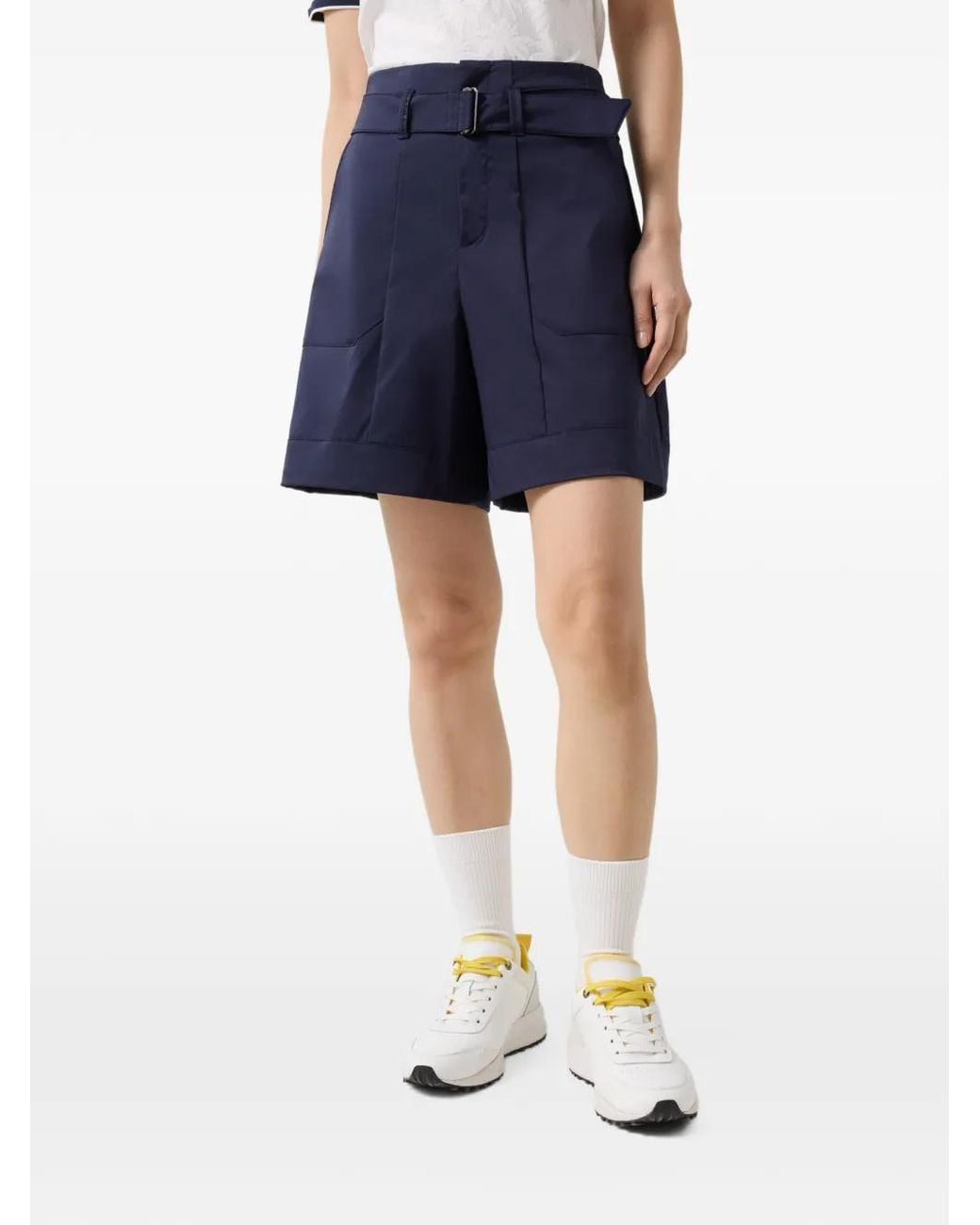 Bogner Blue Lexa Belted Satin-Finish Shorts