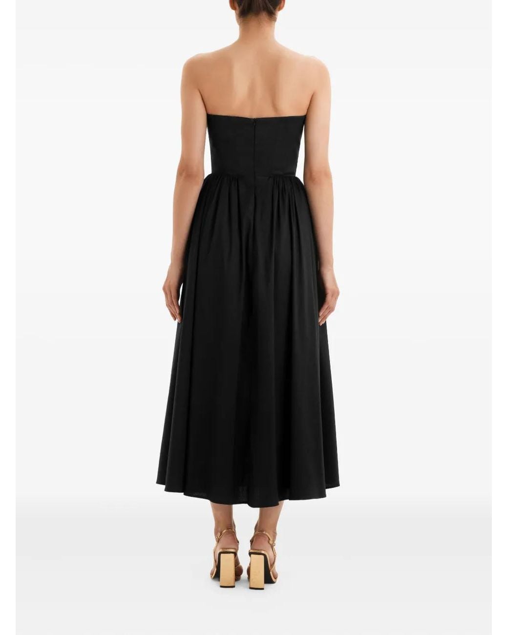 POST MERIDIEM Black Tuck Corset Midi Dress