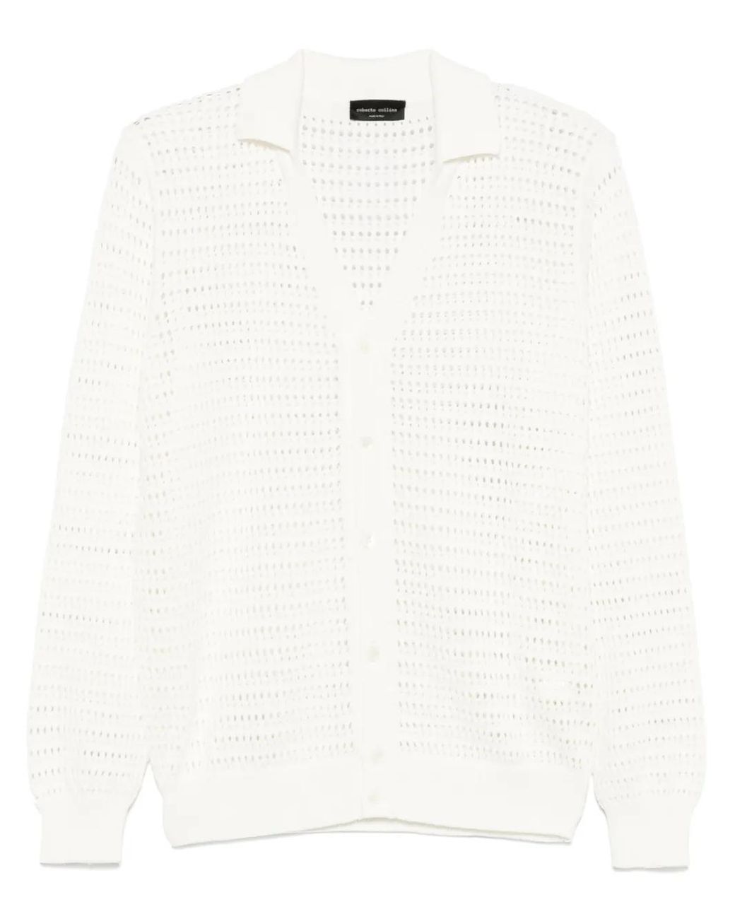 Roberto Collina White Openwork Cardigan for men