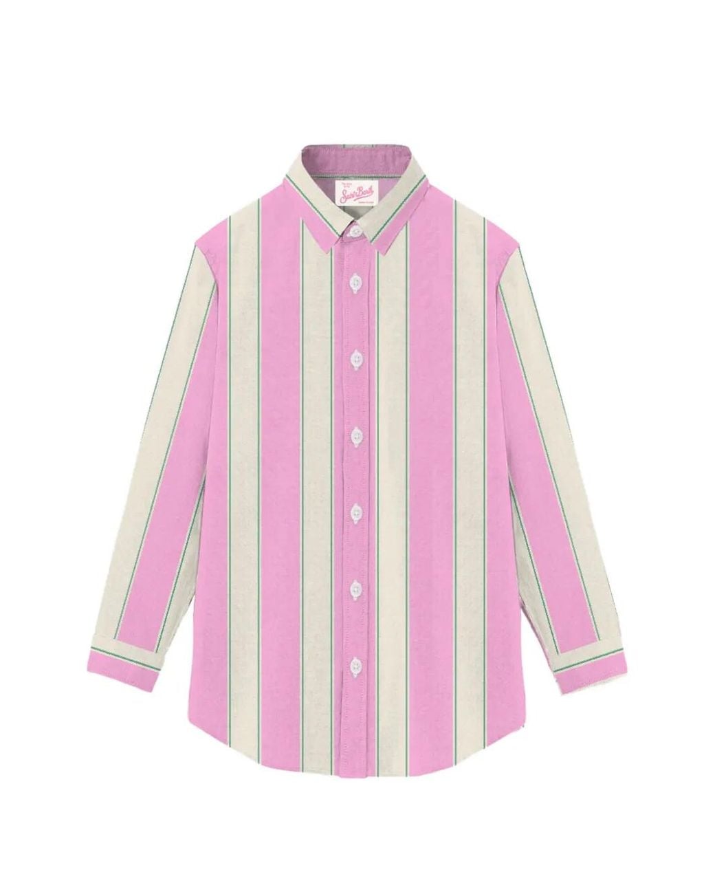 Mc2 Saint Barth Pink Striped Buttoned Shirt