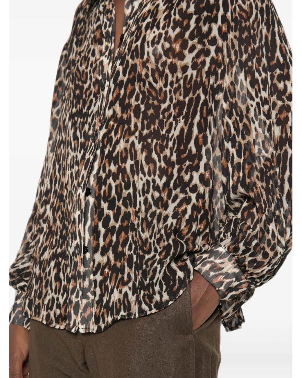 Imperial Brown Leopard-Print Button-Down Shirt