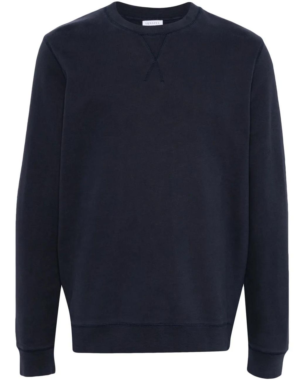 Sunspel Blue Ribbed-Collar Cotton Sweatshirt for men