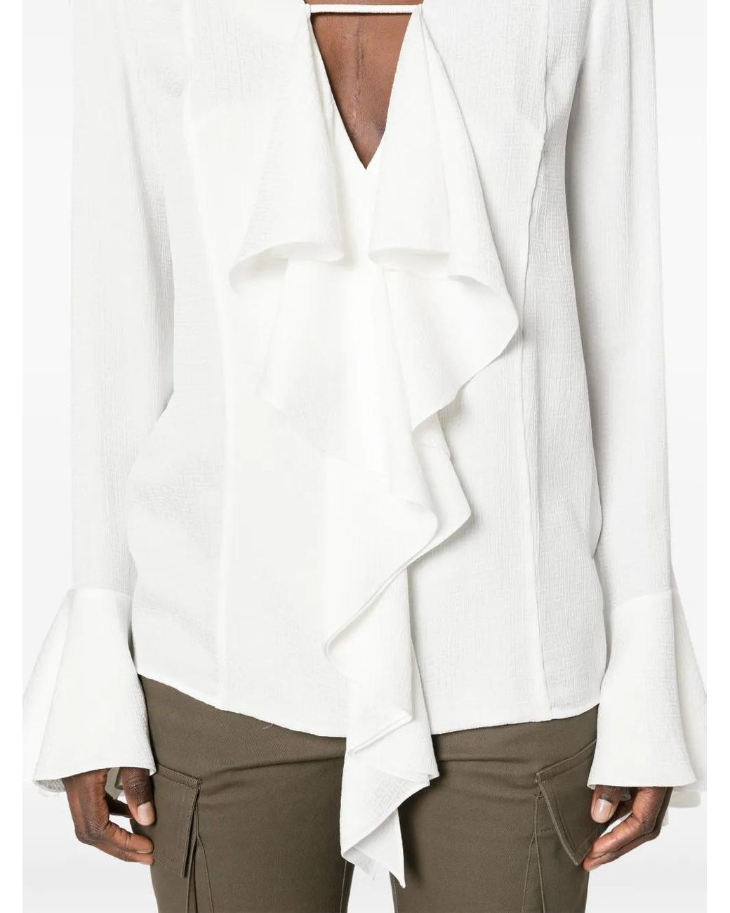 Givenchy White Ruffled Blouse