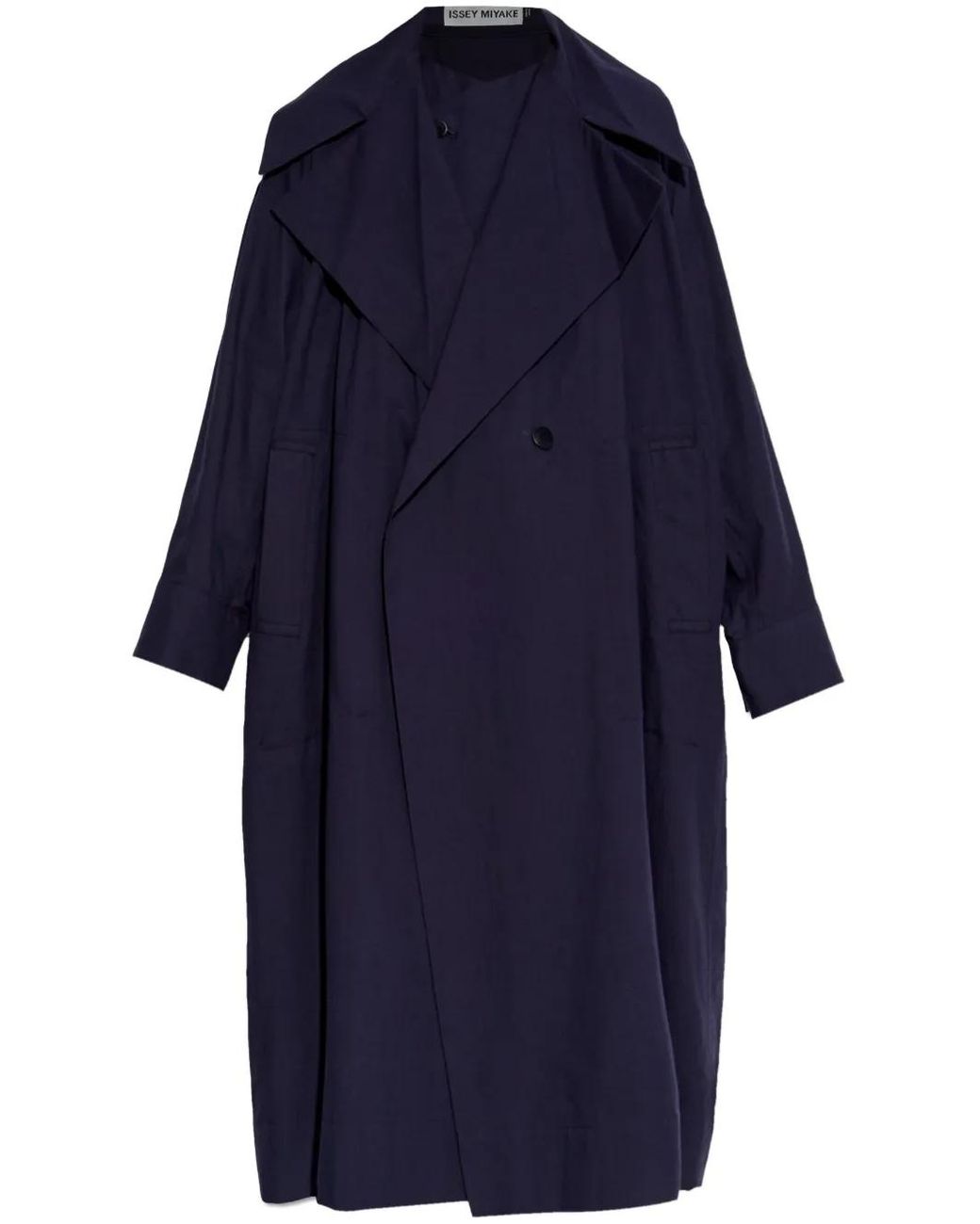 Issey Miyake Blue Cotton Trench Coat