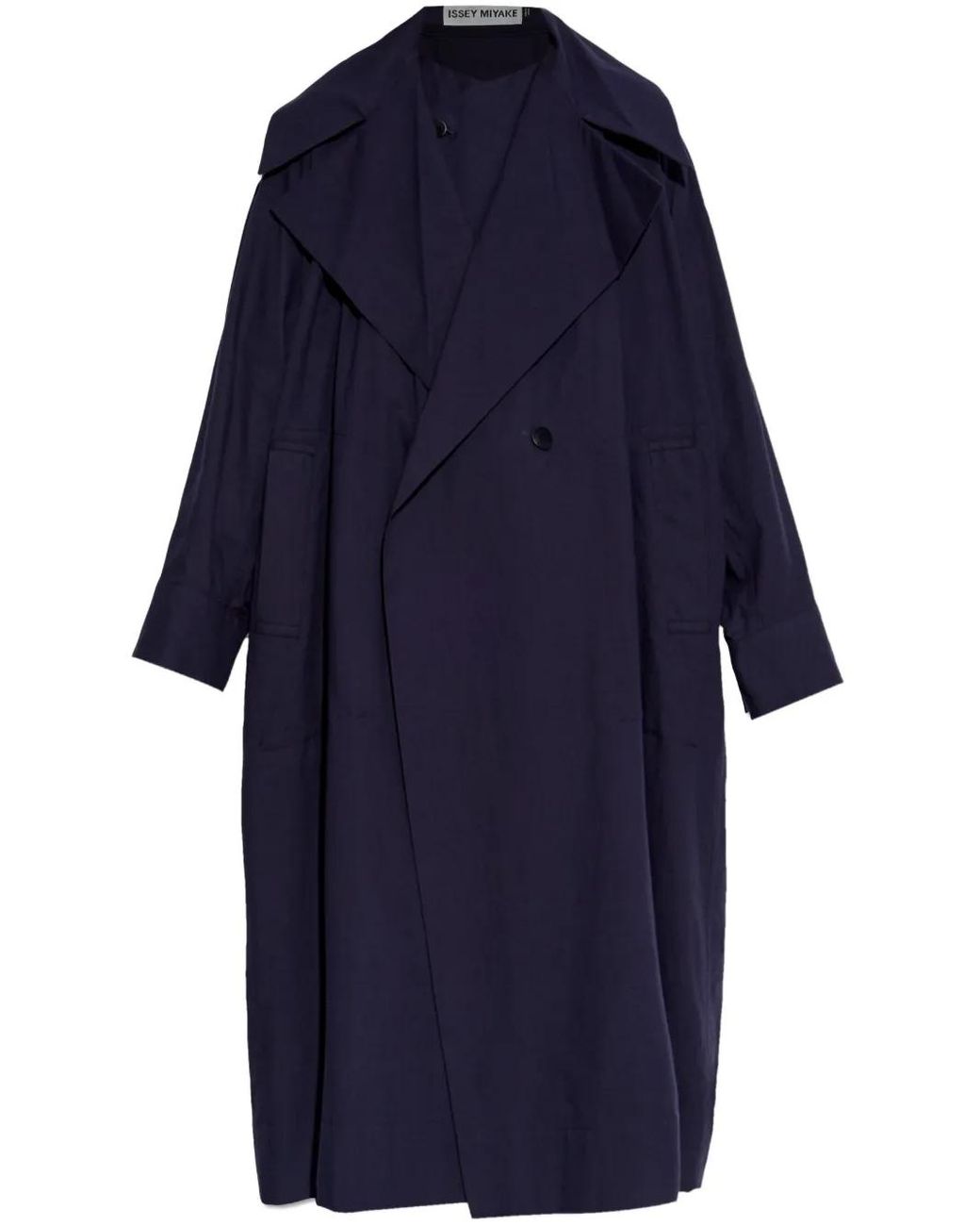 Issey Miyake Cotton Trench Coat in Blue | Lyst UK