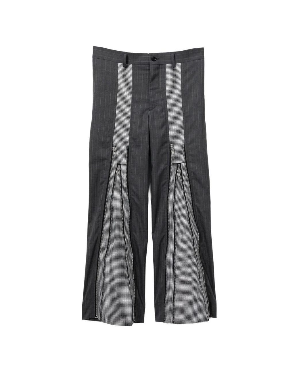 Comme des Garçons Gray Patchwork Zip Details Trousers for men
