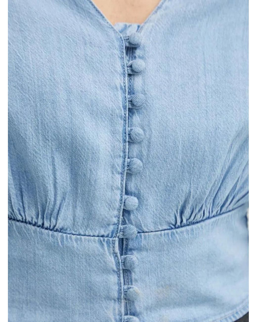 Levi's Blue Buttoned V-Neck Blouse