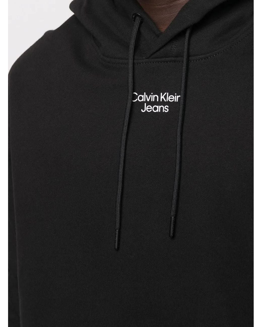 Calvin Klein Black Logo-Print Drawstring Hoodie for men