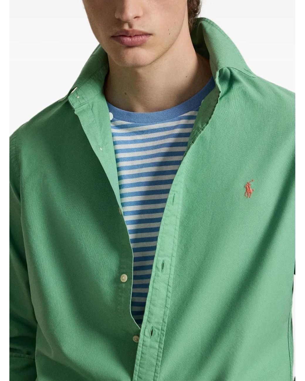 Polo Ralph Lauren Green Garment-Dyed Buttoned Shirt for men