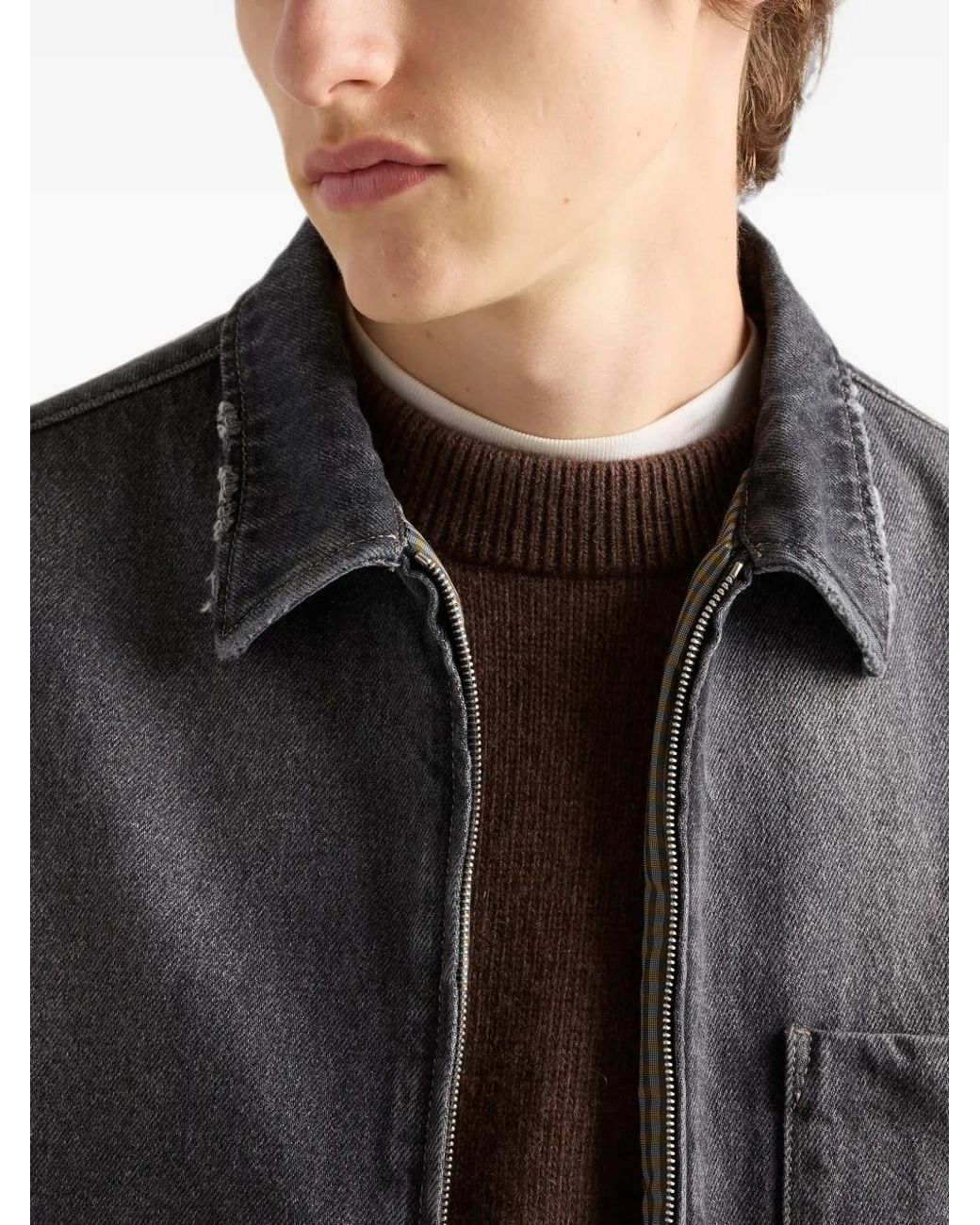 Prada Brown Re-Cashmere Crew-Neck Sweater for men