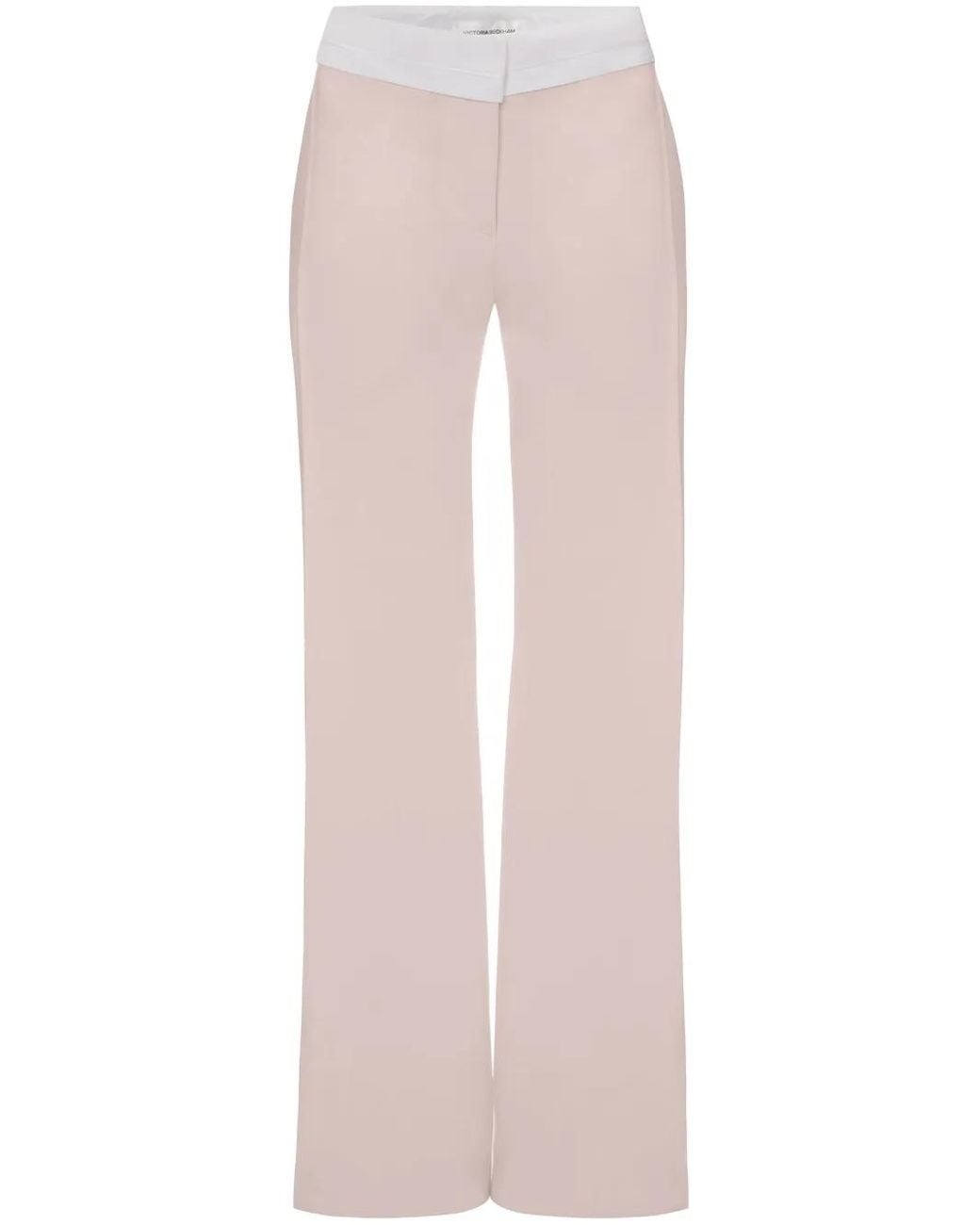Victoria Beckham Pink Side-Panel Detail Flared Trousers