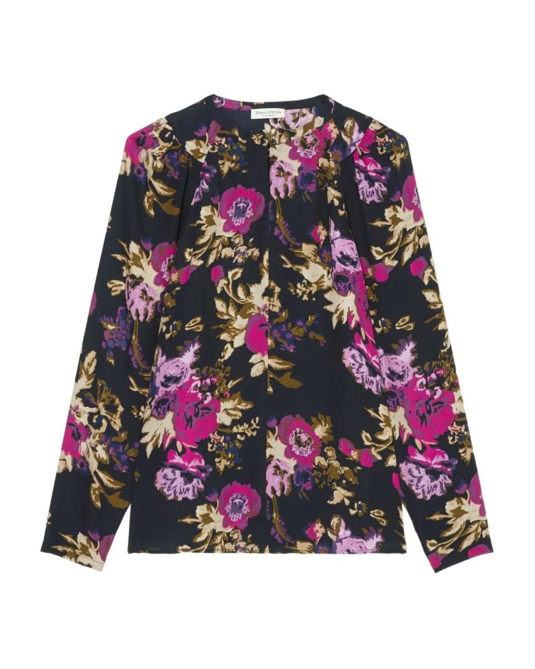 Marc O' Polo Black Floral-Print Long-Sleeve Blouse