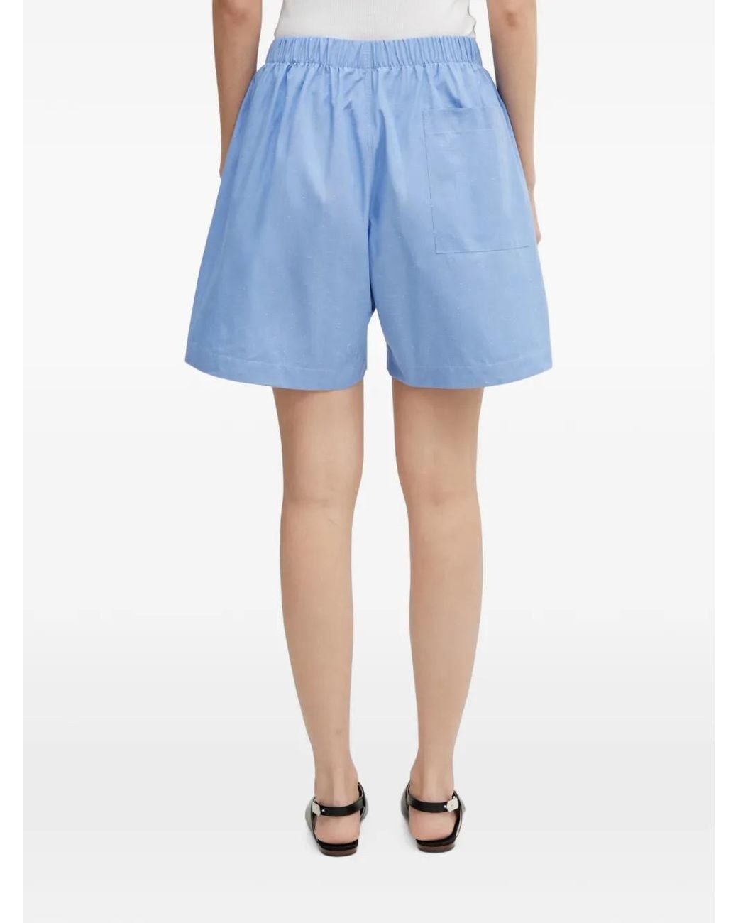 Wales Bonner Blue Sunday Elasticated-Waistband Logo-Embroidered Shorts