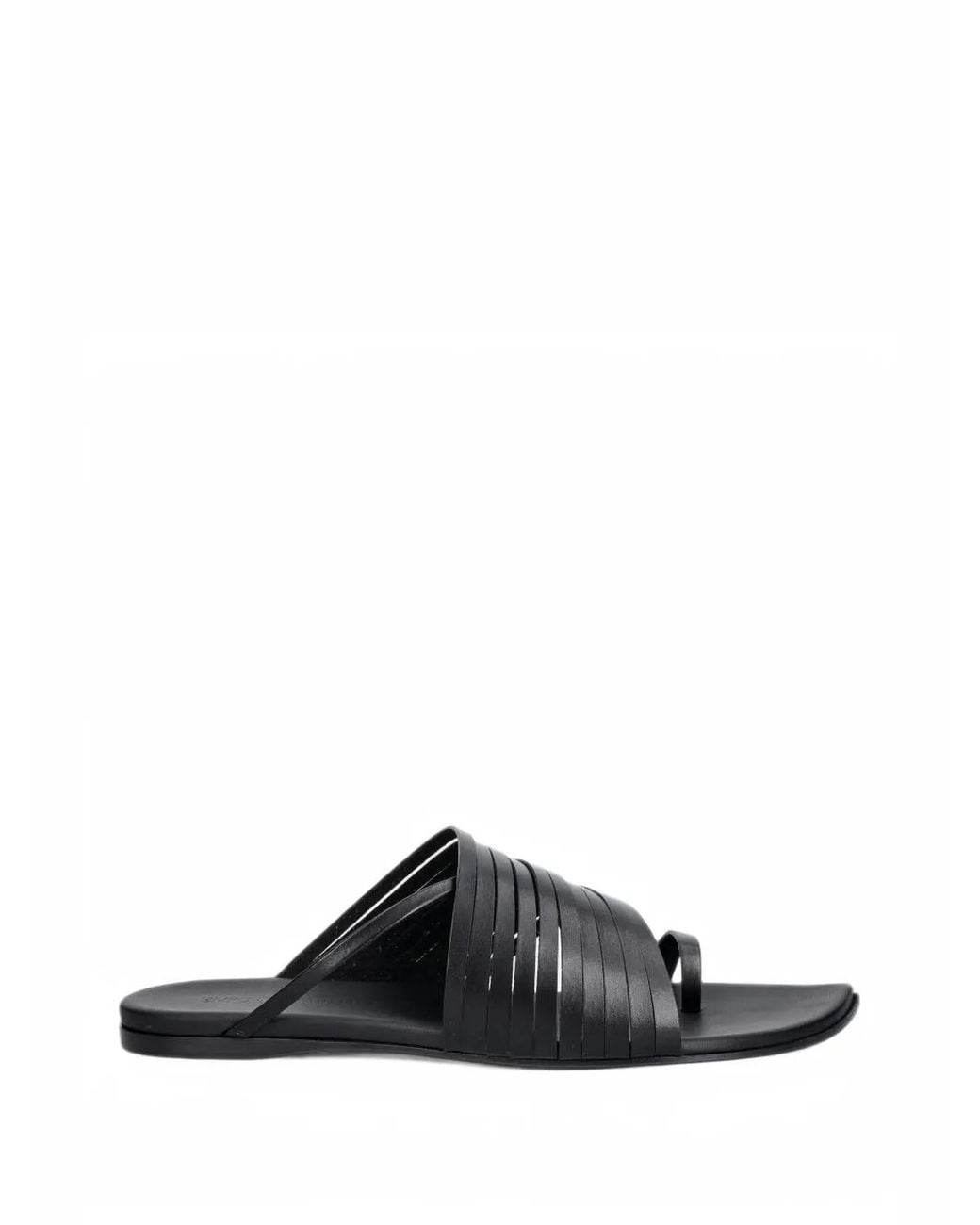 Emporio Armani Black Multi-Strap Leather Sandals