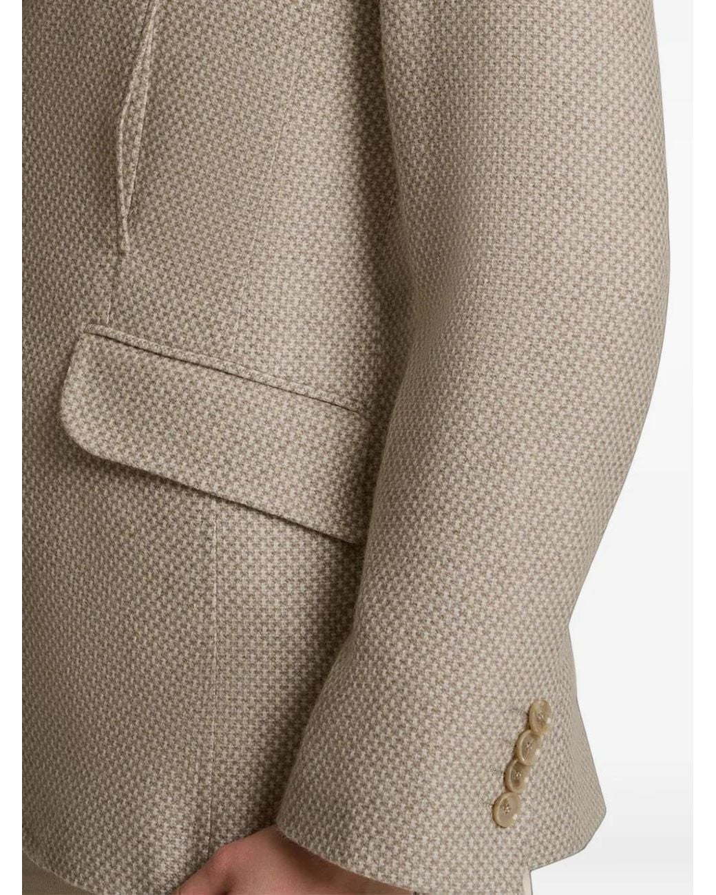 Kiton Natural Single-Breasted Long-Sleeve Blazer