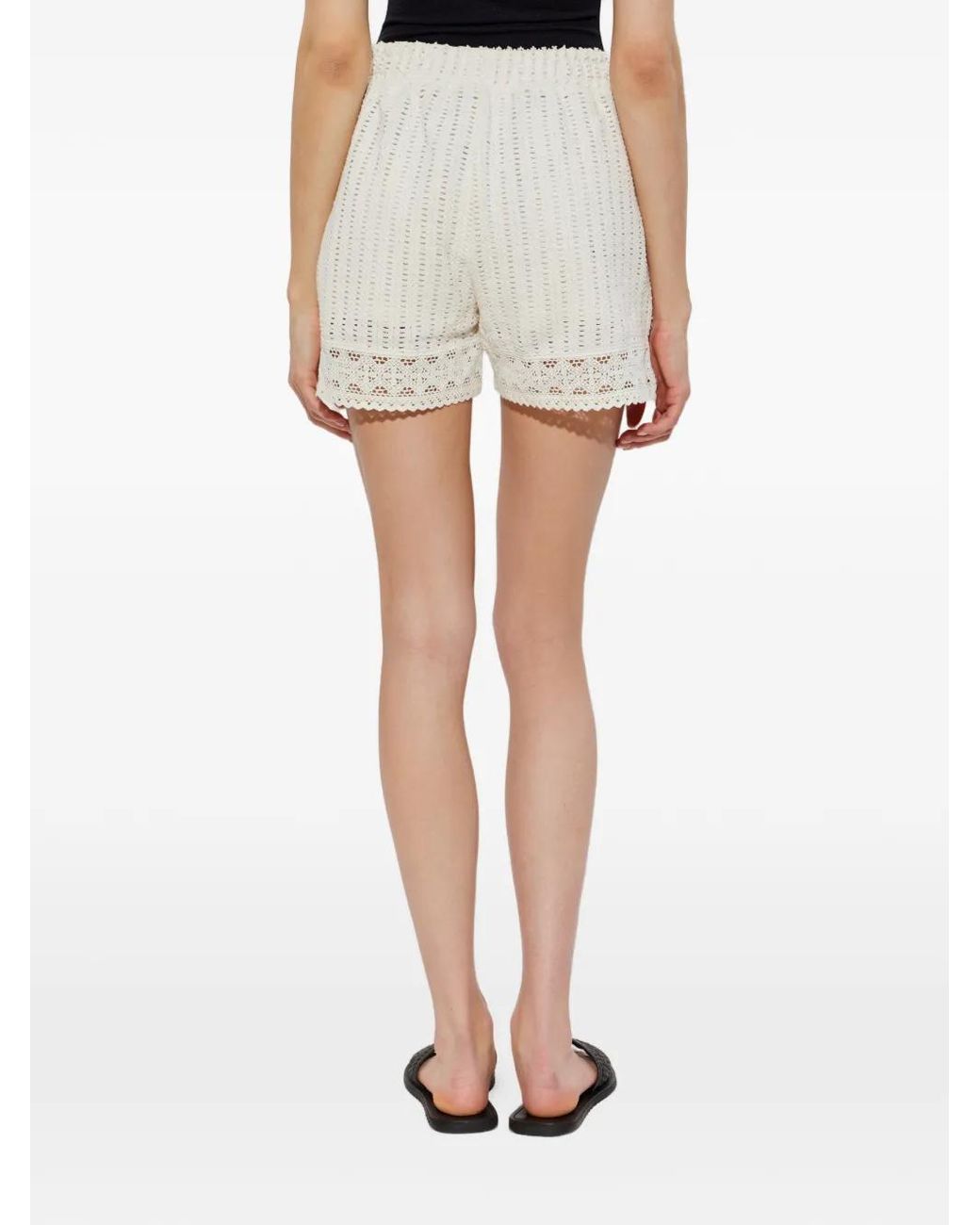 AllSaints White Elma Crochet-Knit Lace-Trim Shorts